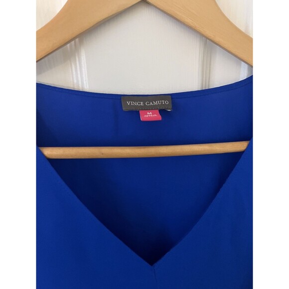 Vince Camuto Women's V-Neck Front Sleeveless Blouse Women's Size Medium (M) Blue - Picture 3 of 5